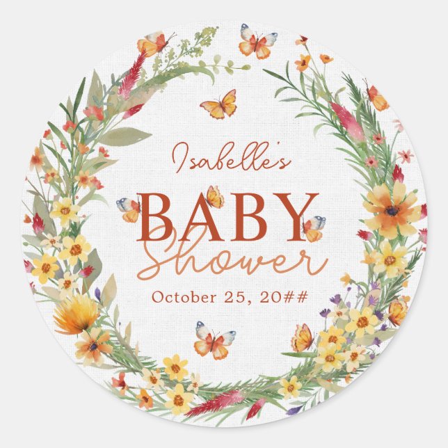 Adesivo Chá de fraldas Russo de Flores Selvagens Boho Wate (Frente)