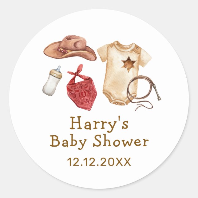 Adesivo Chá de fraldas Russo Moderno Boho Ocidental (Frente)