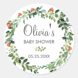 Adesivo Chá de fraldas Rustic Greenery Wreath Obrigado A F