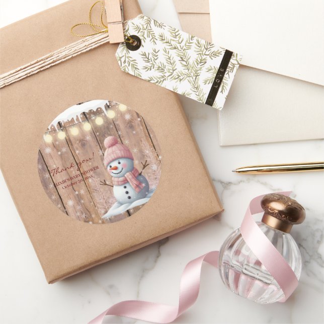 Adesivo Chá de fraldas Rustic Modern Elegante Snowman (Presentear)