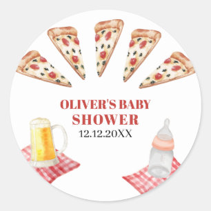Adesivo Chá de fraldas Rustic Modern Slice Pizza Beers