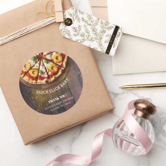 Adesivo Chá de fraldas Rustic Slice Pizza Slice (Presentear)