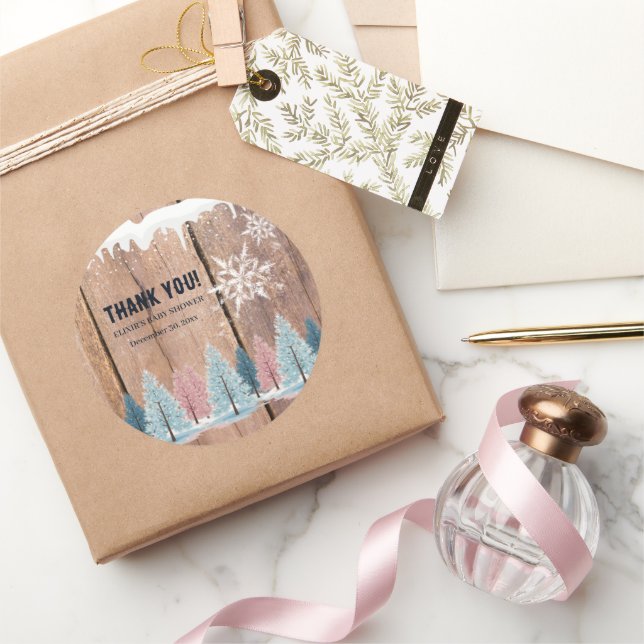 Adesivo Chá de fraldas Rustic Winter Forest Pine (Presentear)