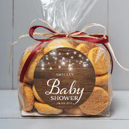 Adesivo Chá de fraldas Rustic Wood Mason Jars Lights