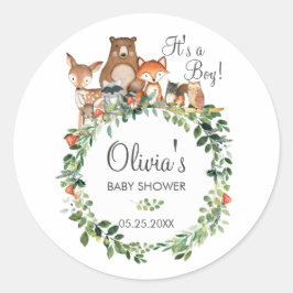 Adesivo Chá de fraldas Rustic Woodland Animal Obrigado A F