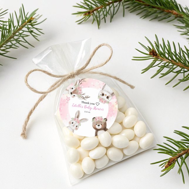 Adesivo Chá de fraldas Rustic Woodland Floral Boho Girl (Criador carregado)