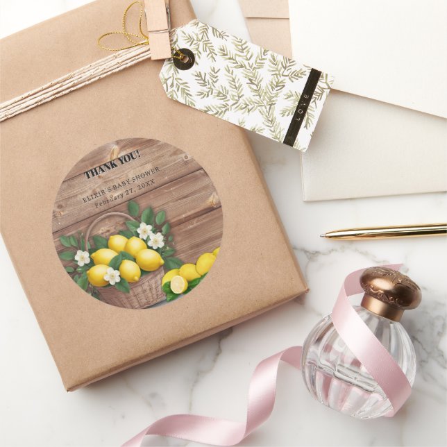 Adesivo Chá de fraldas Rústico de Limão Moderno (Presentear)