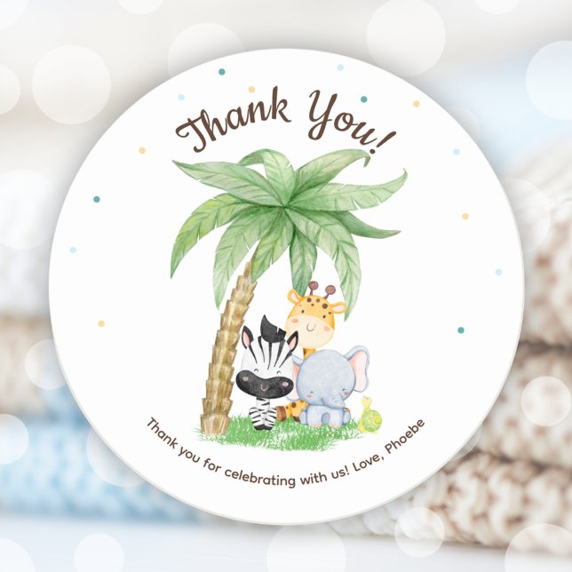 Adesivo Chá de fraldas Safari (Safari Animals Baby Shower Classic Round Sticker)