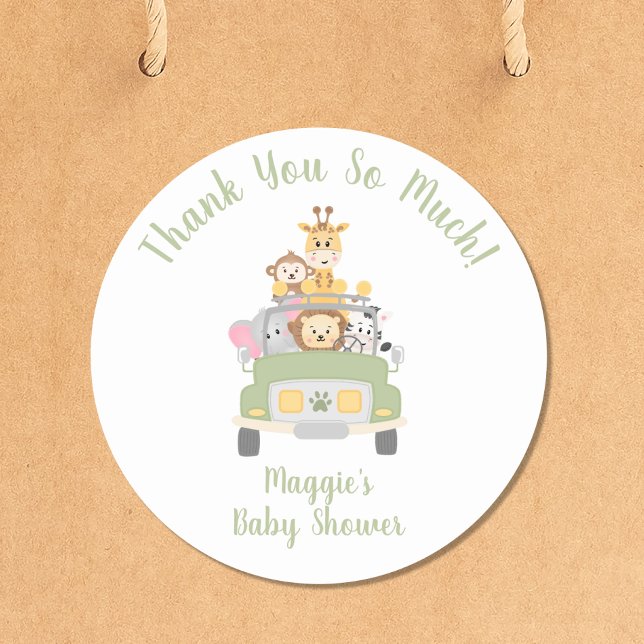 Adesivo Chá de fraldas Safari Cute Obrigado (Criador carregado)