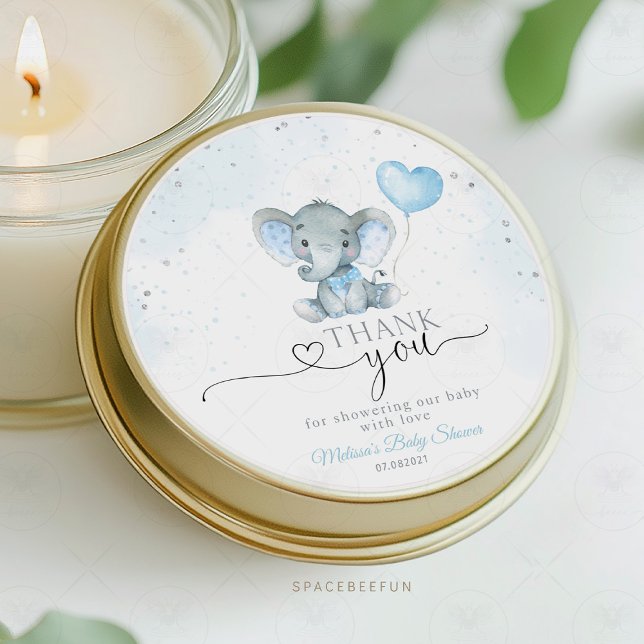 Adesivo Chá de fraldas Safari Elefante (Elephant Safari, Baby Shower, Sticker, Thank You, Safari Theme, Elephant Thank You, Baby Shower Favo)