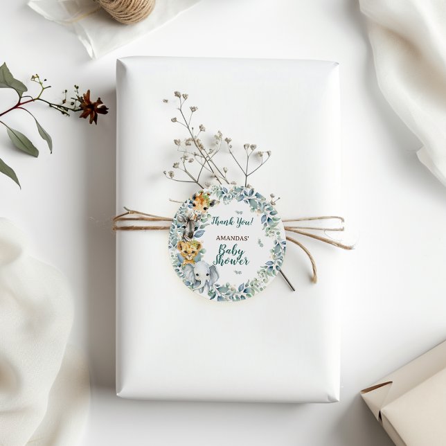 Adesivo Chá de fraldas Safari Selgle Obrigado (Criador carregado)