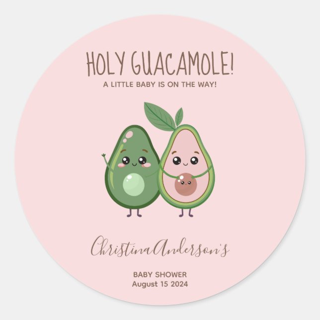 Adesivo Chá de fraldas Santa Guacamole Rosa Avocado (Frente)
