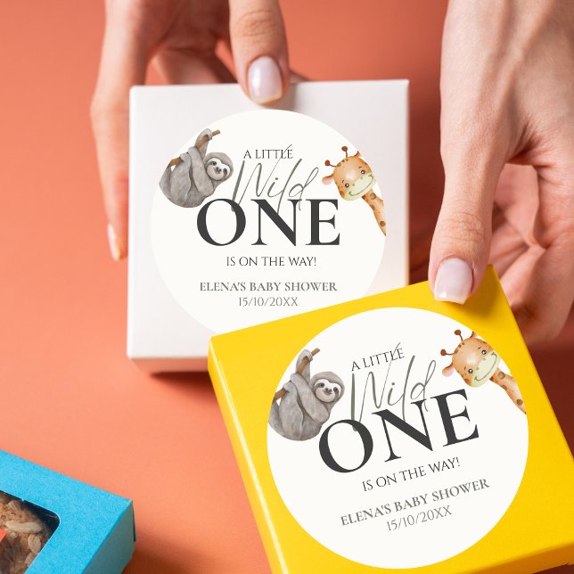 Adesivo Chá de fraldas Selvagem de Animais Safari (Little Wild One - Baby Shower Stickers)