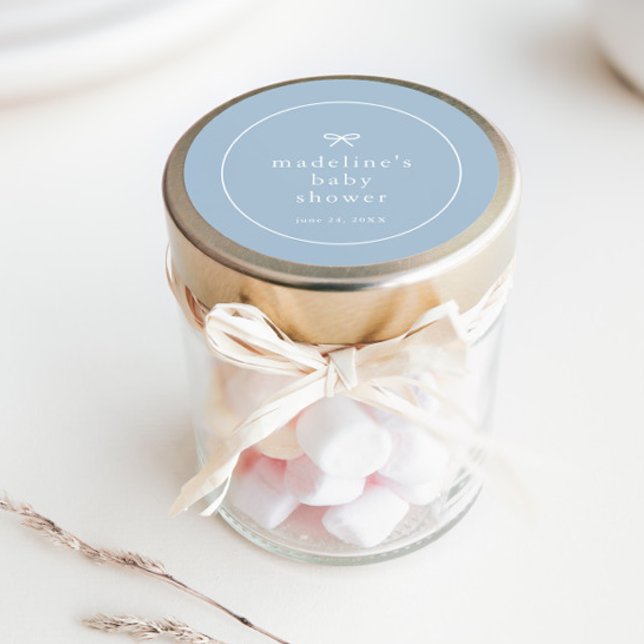 Adesivo Chá de fraldas Simples de Meninos Azuis Elegante (Simple bow dusty blue boys baby shower favor or envelope stickers.)