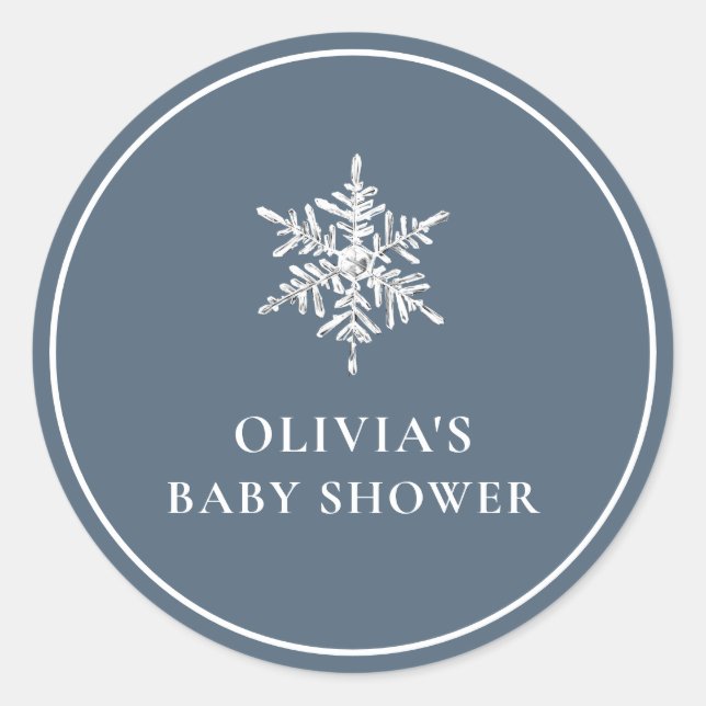 Adesivo Chá de fraldas Simples Nany Blue Modern Snowflake (Frente)