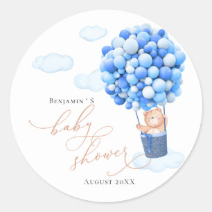 Adesivo Chá de fraldas Sticker Bear Balão Azul Branco