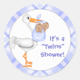 Adesivo Chá de fraldas Stork & Twin Boys (pele escura)