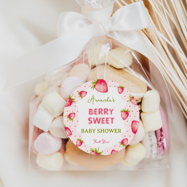 Adesivo Chá de fraldas Strawberry Berry Fuchsia Obrigado (Criador carregado)