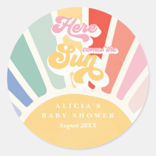 Adesivo Chá de fraldas Sunshine Boho Retro Rainbow Favor