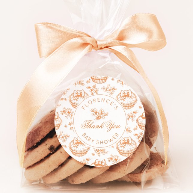 Adesivo Chá de fraldas Toile de Jouy Cutie Pie obrigado vo (Criador carregado)