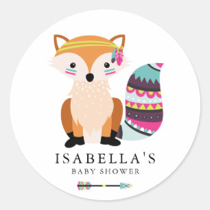 Adesivo Chá de fraldas Tribal Fox Colorida