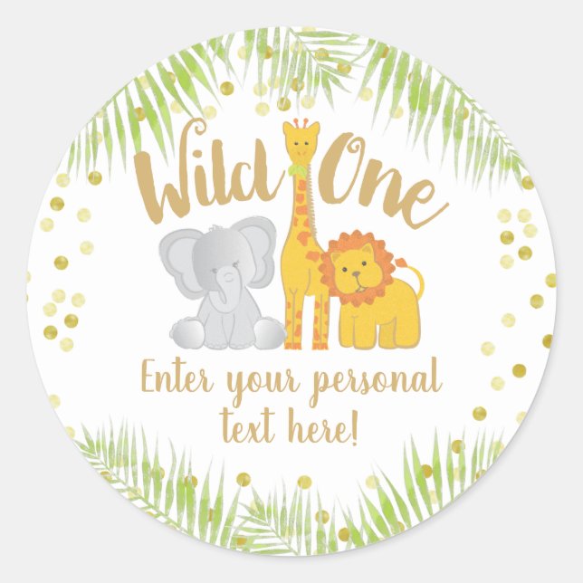 Adesivo Chá de fraldas Tropical de Animais Safari Cugado (Frente)