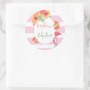 Adesivo Chá de fraldas Tropical Flamingo Pink Stripe