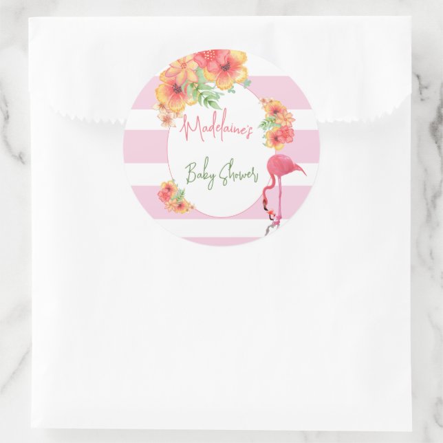 Adesivo Chá de fraldas Tropical Flamingo Pink Stripe (Bolsa)