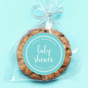 Adesivo Chá de fraldas Turquoise Script e White Stripes