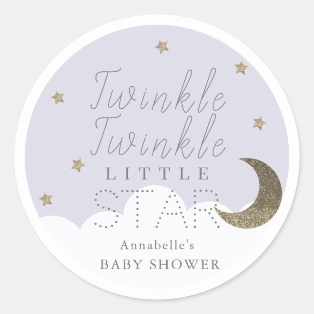 Adesivo Chá de fraldas Twinkle Little Star Lilac (Frente)
