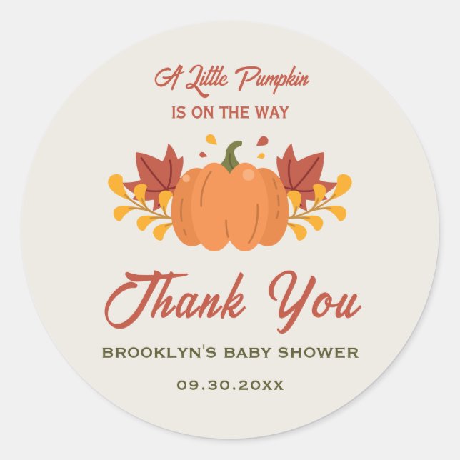 Adesivo Chá de fraldas Um Pouco De Abóboras O Outono Cai (Frente)