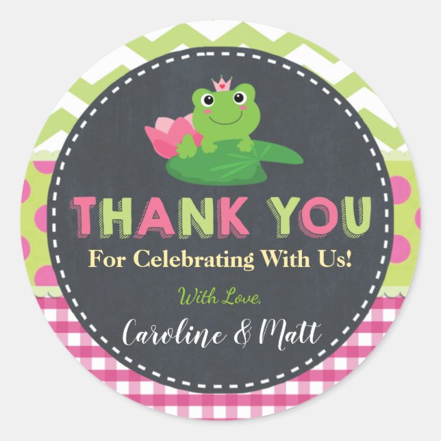 Adesivo Chá de fraldas Verde Cor-de-Rosa Sapo Bonito Obrig (Frente)