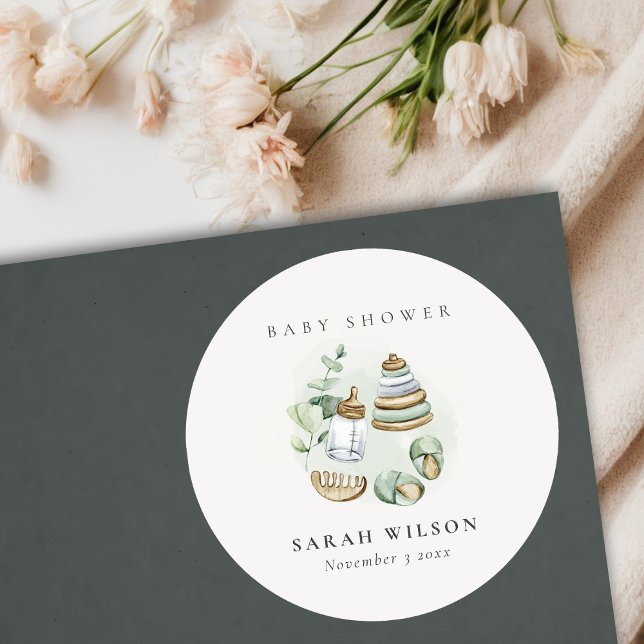 Adesivo Chá de fraldas Verde Essencial Folha de Enfermeiro (Criador carregado)