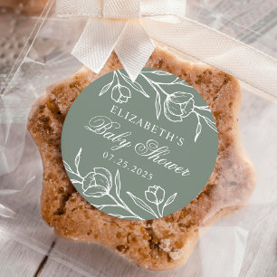 Adesivo Chá de fraldas Verde Floral com Esquema