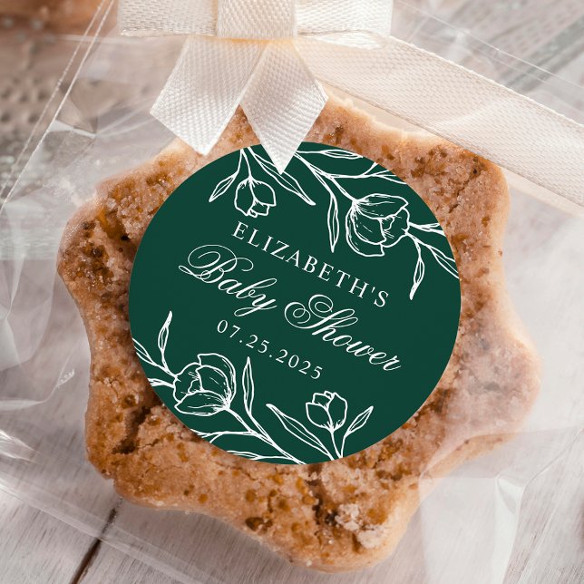 Adesivo Chá de fraldas Verde Floral Descrito (Criador carregado)