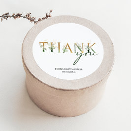 Adesivo Chá de fraldas Verde Moderno Obrigado