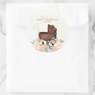 Adesivo Chá de fraldas Vintage Watercolor Carruagem Obriga