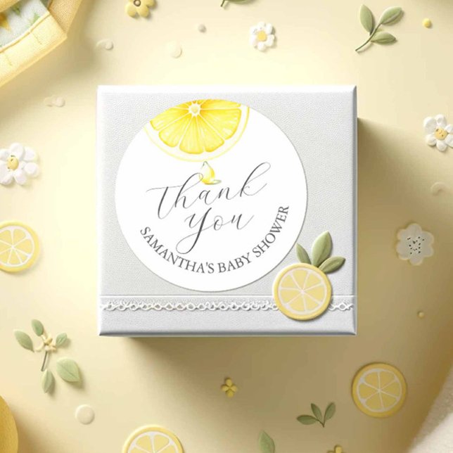 Adesivo Chá de fraldas Watercolor Lemons Sticker (lemon baby shower theme stickers watercolor citrus art do tell a belle.)