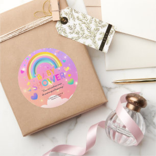 Adesivo Chá de fraldas Whimsical Hearts & Rainbows