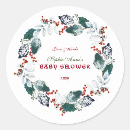 Adesivo Chá de fraldas Whimsso Winter Santa Berries Wreath