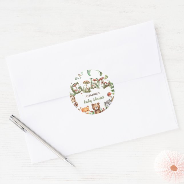 Adesivo Chá de Garota Botânica de Animais da Floresta (Envelope)