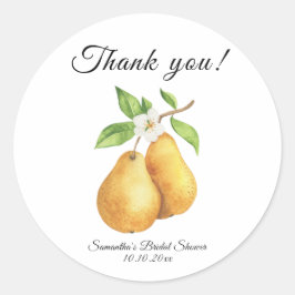 Adesivo Chá de Noiva Agradecimento Pêra Perfeita em Aquare