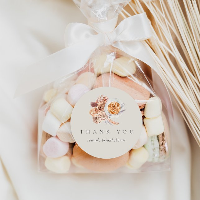 Adesivo Chá de Noiva Boêmio Floral Café Agradecimento (Criador carregado)