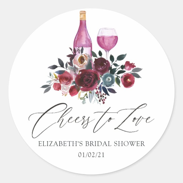 Adesivo Chá de Noiva Boho Burgundy e Vinho Azul Tinto (Frente)