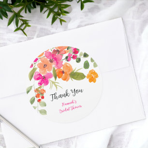 Adesivo Chá de noiva boho outono laranja floral aquarela
