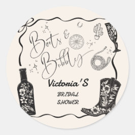 Adesivo Chá de Noiva com Botas e Champanhe Country