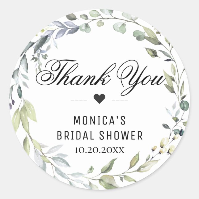 Adesivo Chá de Noiva com Eucalipto em Aquarela (Frente)