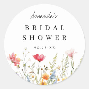 Adesivo Chá de Noiva com Flores Silvestres em Aquarela
