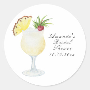 Adesivo Chá de Noiva Coquetel Pina Colada Aquarela