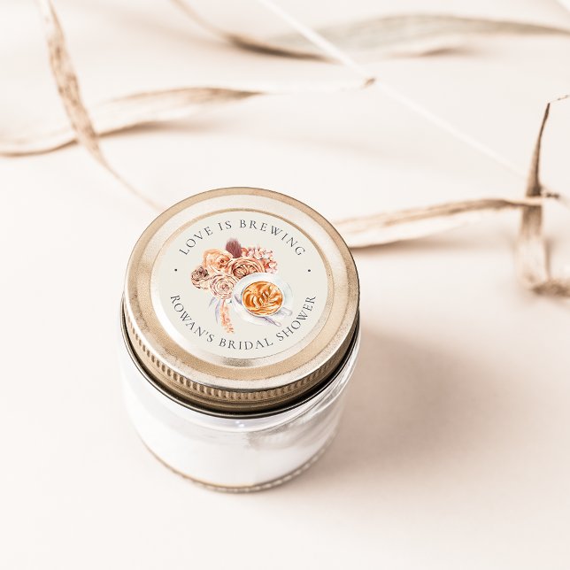 Adesivo Chá de Noiva de Café Floral Boho "O Amor está Ferm (Criador carregado)